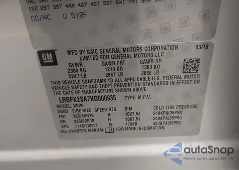 2019 Buick Envision Awd Essence z USA, uszkodzony, nr VIN LRBFX2SA7KD000935